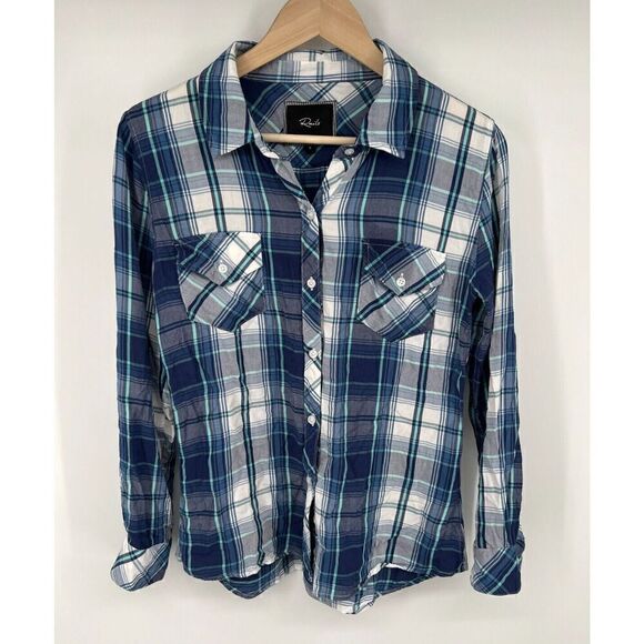 Rails Shirt Button Down Womens Size Small Blue Plaid Long Sleeve - Picture 1 of 5